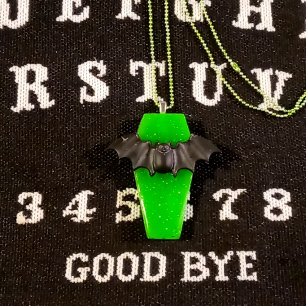 ❤ coffin and bat necklace